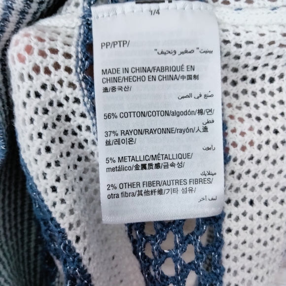 INC Sheer Knit Sweater Blue Sparkle White 787 - Picture 6 of 7